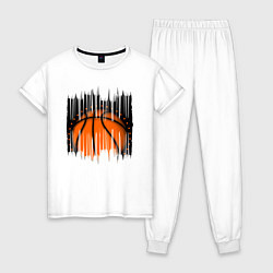 Пижама хлопковая женская Баскетбольный мяч в разрыве, цвет: белый
