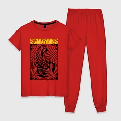Пижама хлопковая женская Scorpions - Rock Believer, цвет: красный