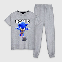 Пижама хлопковая женская Sonic the Hedgehog 2022, цвет: меланж