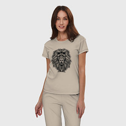 Пижама хлопковая женская Лев в стиле Мандала Mandala Lion, цвет: миндальный — фото 2