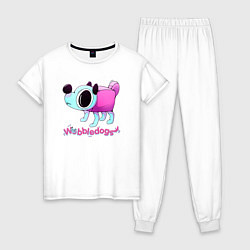 Пижама хлопковая женская Wobbledog cute, цвет: белый
