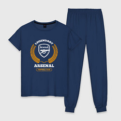 Пижама хлопковая женская Лого Arsenal и надпись Legendary Football Club, цвет: тёмно-синий