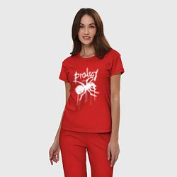 Пижама хлопковая женская Draw white logo - Ant, цвет: красный — фото 2