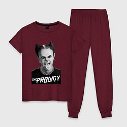 Пижама хлопковая женская The Prodigy - firestarter, цвет: меланж-бордовый