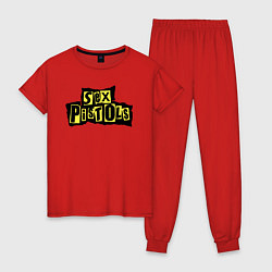 Пижама хлопковая женская Sex Pistols лого, цвет: красный