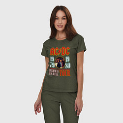 Пижама хлопковая женская ACDC HIGHWAY TO HELL TOUR, цвет: меланж-хаки — фото 2