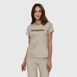 Пижама хлопковая женская Shinedown лого, цвет: миндальный — фото 2