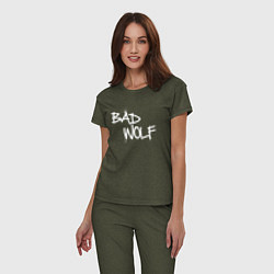 Пижама хлопковая женская Bad Wolf злой волк, цвет: меланж-хаки — фото 2