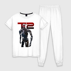 Пижама хлопковая женская Terminator 2 - T800, цвет: белый