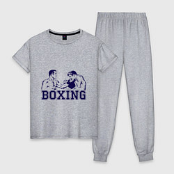 Пижама хлопковая женская Бокс Boxing is cool, цвет: меланж