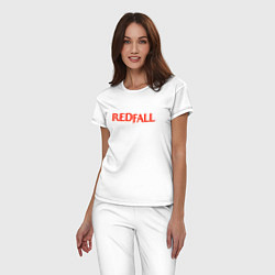 Пижама хлопковая женская Redfall logo, цвет: белый — фото 2