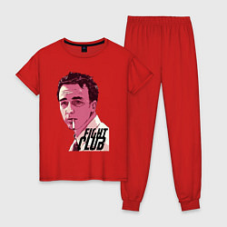 Пижама хлопковая женская Fight club - Edward Norton, цвет: красный