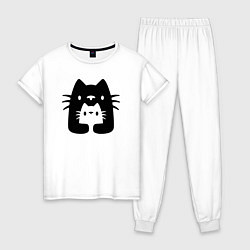 Пижама хлопковая женская Cats Family, цвет: белый