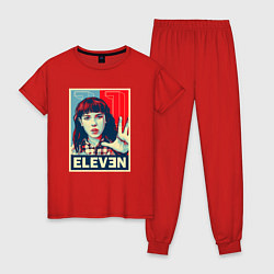 Пижама хлопковая женская Stranger Things Eleven, цвет: красный
