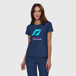Пижама хлопковая женская Символ Need for Speed в неоновых цветах, цвет: тёмно-синий — фото 2