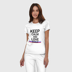 Пижама хлопковая женская Keep calm Eagle Орел, цвет: белый — фото 2