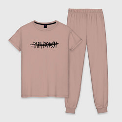 Пижама хлопковая женская Papa roach Логотип, цвет: пыльно-розовый