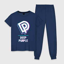 Пижама хлопковая женская Deep Purple Glitch Rock, цвет: тёмно-синий