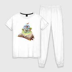 Пижама хлопковая женская Книжный замок, цвет: белый