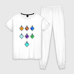 Пижама хлопковая женская Genshin Impact icons, цвет: белый