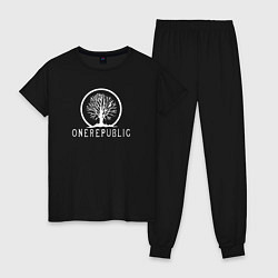 Пижама хлопковая женская OneRepublic Логотип One Republic, цвет: черный