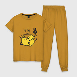 Пижама хлопковая женская Wu-Tang Is For The Children, цвет: горчичный