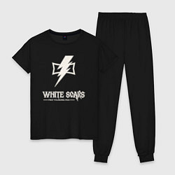 Пижама хлопковая женская Белые шрамы лого винтаж, цвет: черный