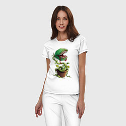 Пижама хлопковая женская Plant - Piranha, цвет: белый — фото 2
