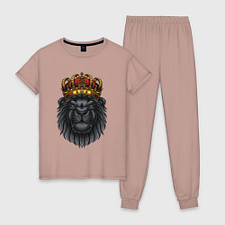 Пижама хлопковая женская Черный царь зверей, цвет: пыльно-розовый