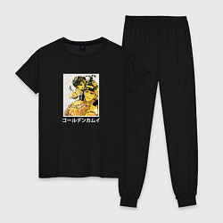 Пижама хлопковая женская Саити и Асирпа арт Золотое божество, цвет: черный