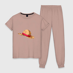 Пижама хлопковая женская LUFFY HAT, цвет: пыльно-розовый