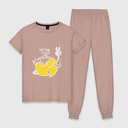 Пижама хлопковая женская Wu для детей, цвет: пыльно-розовый
