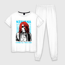 Пижама хлопковая женская Kurt Cobain skull, цвет: белый