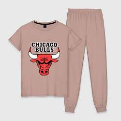 Пижама хлопковая женская Chicago Bulls, цвет: пыльно-розовый