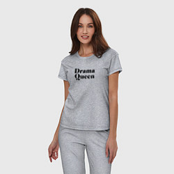 Пижама хлопковая женская Надпись Drama Queen, цвет: меланж — фото 2