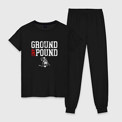 Пижама хлопковая женская Ground And Pound Добивание ММА, цвет: черный