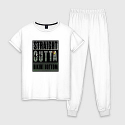 Пижама хлопковая женская Straight Outta Bikini Bottom, цвет: белый