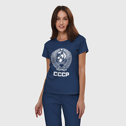 Пижама хлопковая женская Герб СССР, цвет: тёмно-синий — фото 2