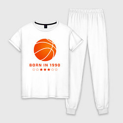 Пижама хлопковая женская Баскетболист 1990 года, цвет: белый