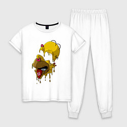 Пижама хлопковая женская Гомер Симпсон - сюрреализм, цвет: белый