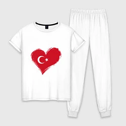 Пижама хлопковая женская Сердце - Турция, цвет: белый