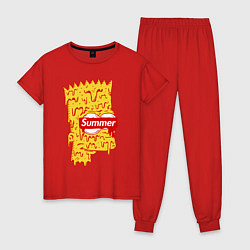 Пижама хлопковая женская Bart Simpson - Summer, цвет: красный