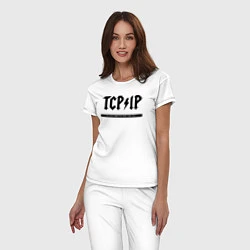 Пижама хлопковая женская TCPIP Connecting people since 1972, цвет: белый — фото 2