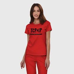 Пижама хлопковая женская TCPIP Connecting people since 1972, цвет: красный — фото 2