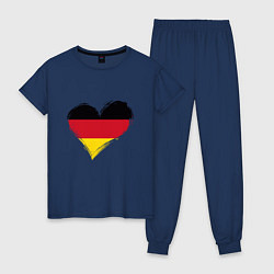 Пижама хлопковая женская Сердце - Германия, цвет: тёмно-синий