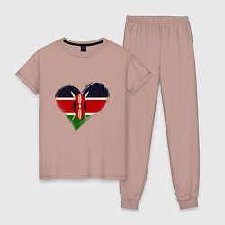 Пижама хлопковая женская Сердце - Кения, цвет: пыльно-розовый