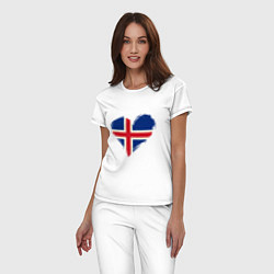 Пижама хлопковая женская Сердце - Исландия, цвет: белый — фото 2