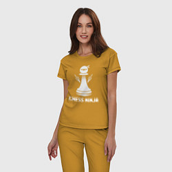 Пижама хлопковая женская Шахматный ниндзя, цвет: горчичный — фото 2