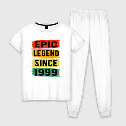 Пижама хлопковая женская Эпичный Легендарный с 1999, цвет: белый