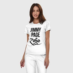Пижама хлопковая женская Jimmy Page - Led Zeppelin - legend, цвет: белый — фото 2